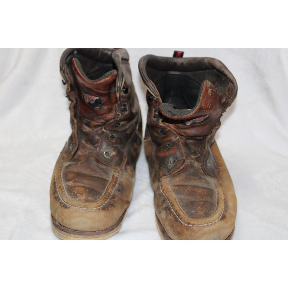 Red Wing Mens Waterproof Leather Moc Toe Work Boots Brown Lace Wedge Sole READ